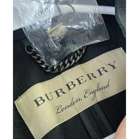 Burberry Raynefield Military Black Cape Womens Size S/M Wool Blend Fringe - Picture 9 of 16